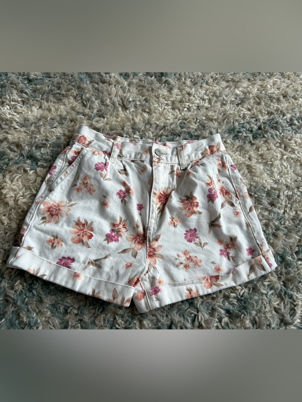 American Eagle Outfitters Floral Denim Mom Shorts